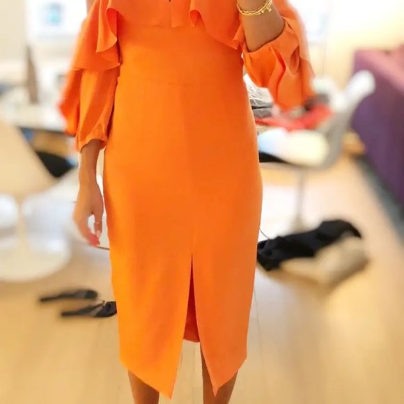 CUSHNIE! Papaya Aura Midi Dress 8 - Picture 4 of 8